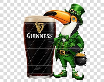 St. Patrick's Day Toucan with Guinness: Irish PNG SVG Clipart (Digital Download)