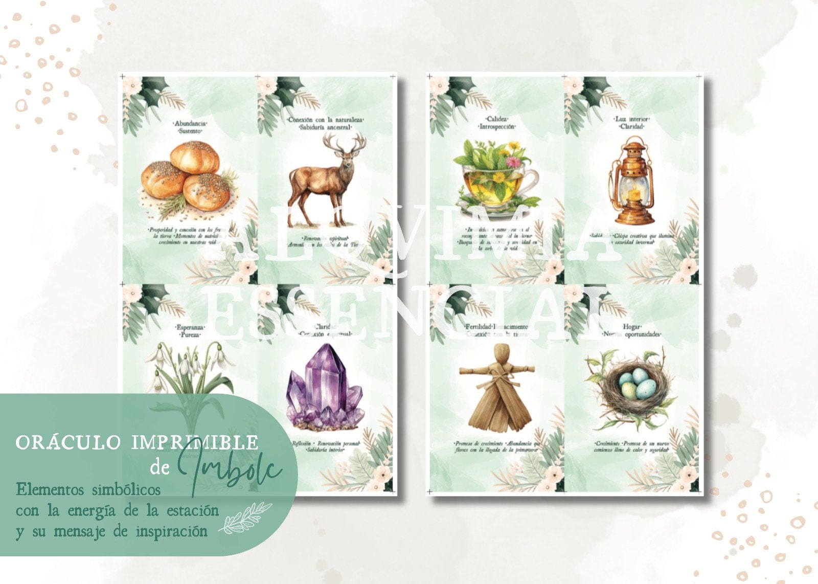 Oracle Letters IMBOLC - Printable Oracle in Spanish / 26 Oracle Cards / Digital Oracle ...