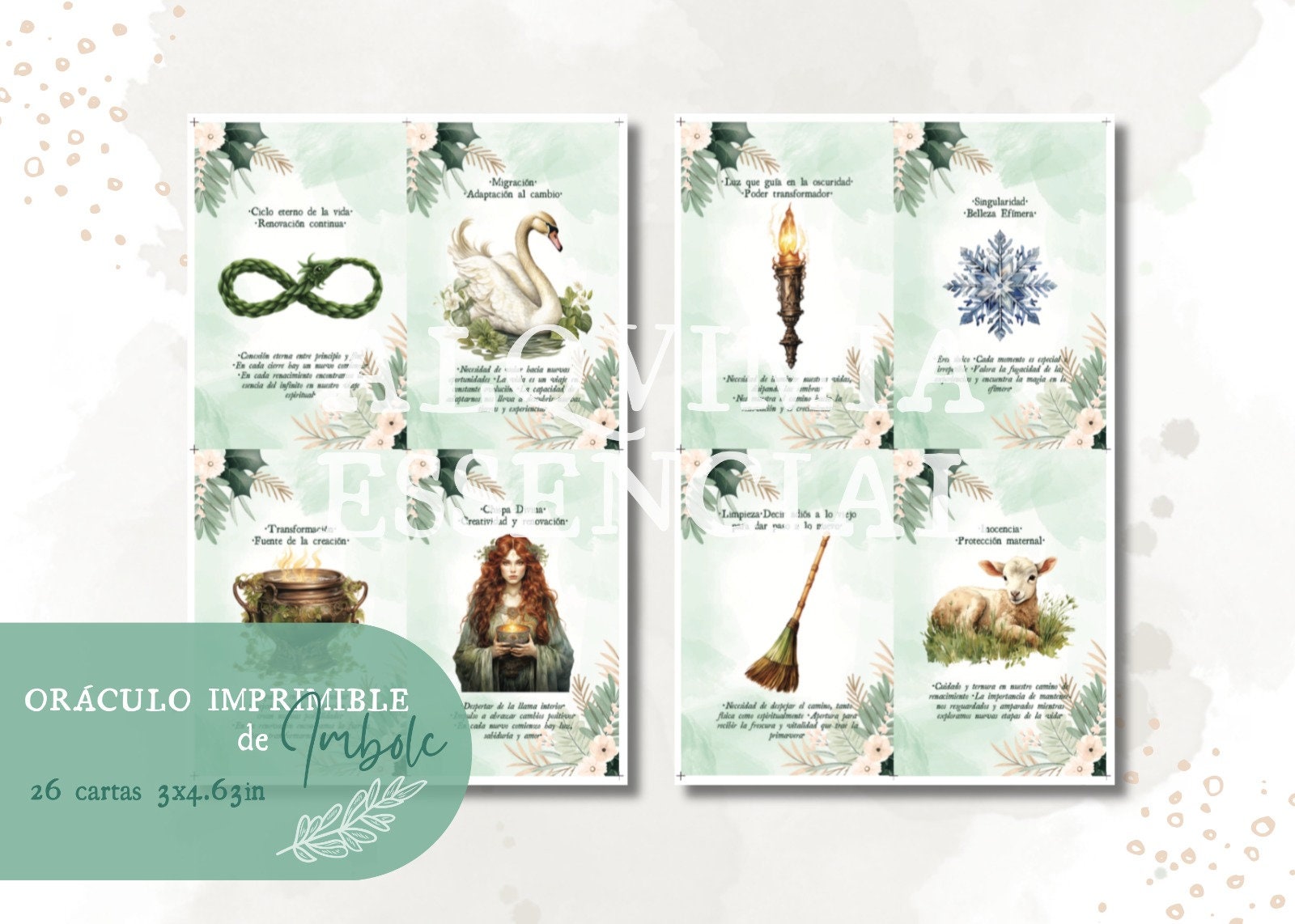 Oracle Letters IMBOLC - Printable Oracle in Spanish / 26 Oracle Cards / Digital Oracle ...