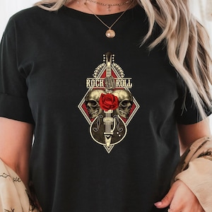 Rock And Roll Shirt, Colorful Rock Band Tee with Guitar & Boho Wings, Music Band Sweatshirt, Rock Hoodie for Fans