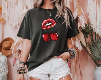Comfort Colors® Cherry T-Shirt, Valentines Day Cherry Shirt, Disney Coquette Baby Tee, Valentines Day Gifts, Gift For Woman