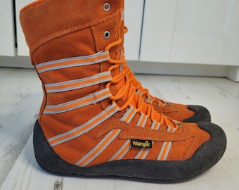 Vintage Rare Wrangler high boots size 39 skating boxing orange suede leather