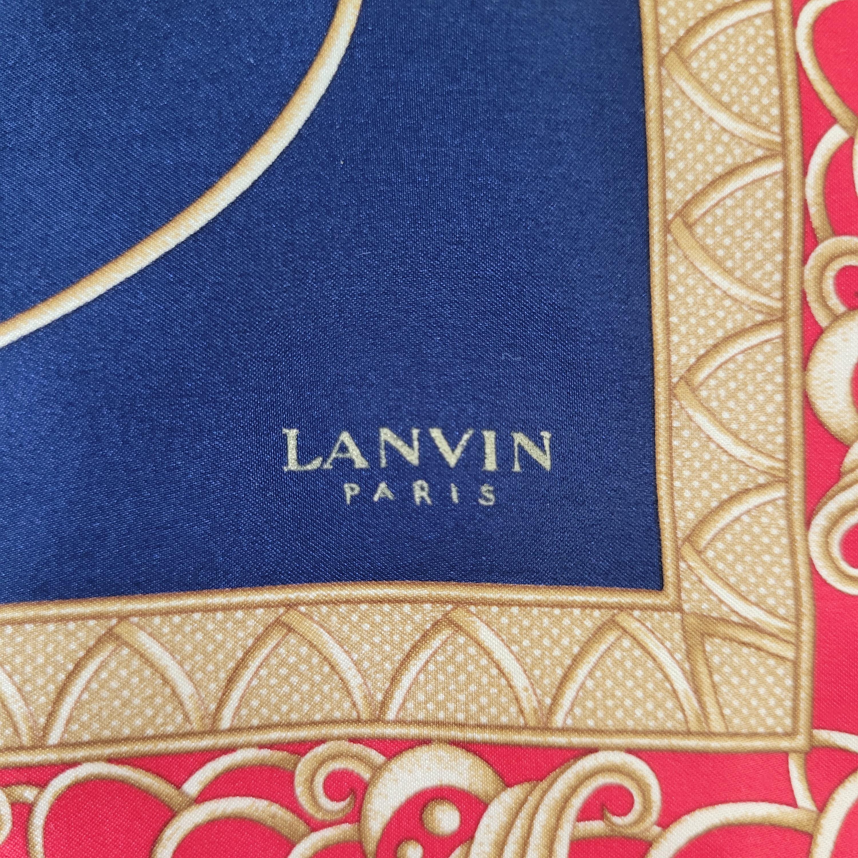 ★LANVIN PARIS★Vintage シルク100 金ボタン 長袖ブラウス Vintage Lanvin Paris Silk Handkerchief Pocket Square Floral Gold