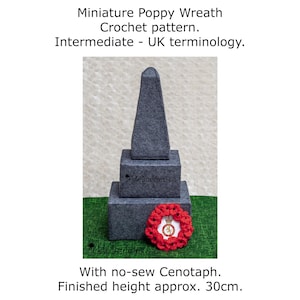PDF Crochet Pattern: Miniature Poppy Wreath & Cenotaph - Digital Download
