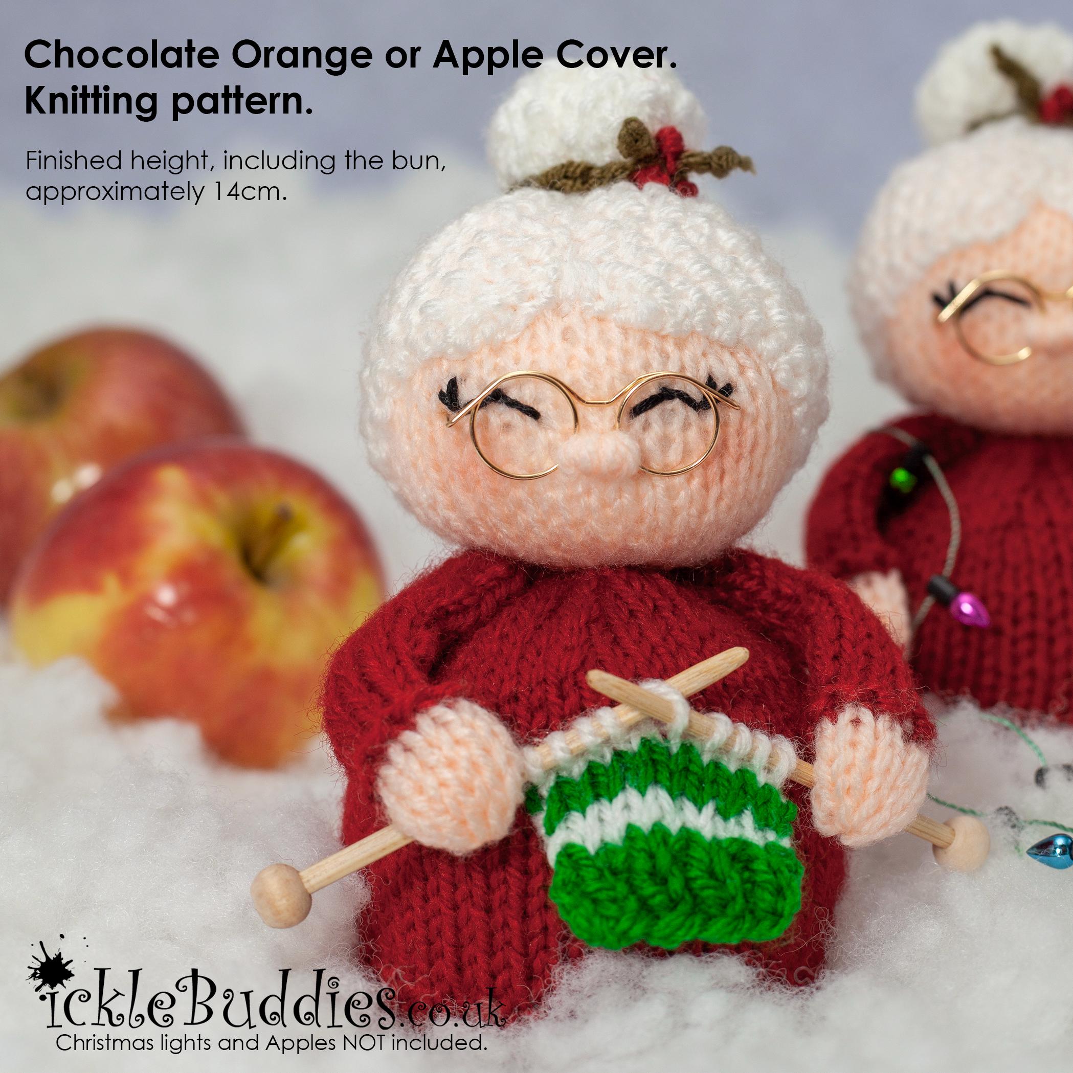 pdf Digital download - KNITTING PATTERN. Mrs Christmas, Chocolate Orange or Apple Cover. Intermediate.