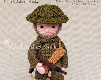PDF Download - WWII British Soldier Crochet Pattern (UK Terminology, Vintage Military Design)