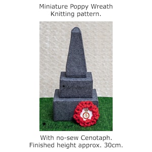PDF Knitting Pattern: Miniature Poppy Wreath & Cenotaph - Digital Download
