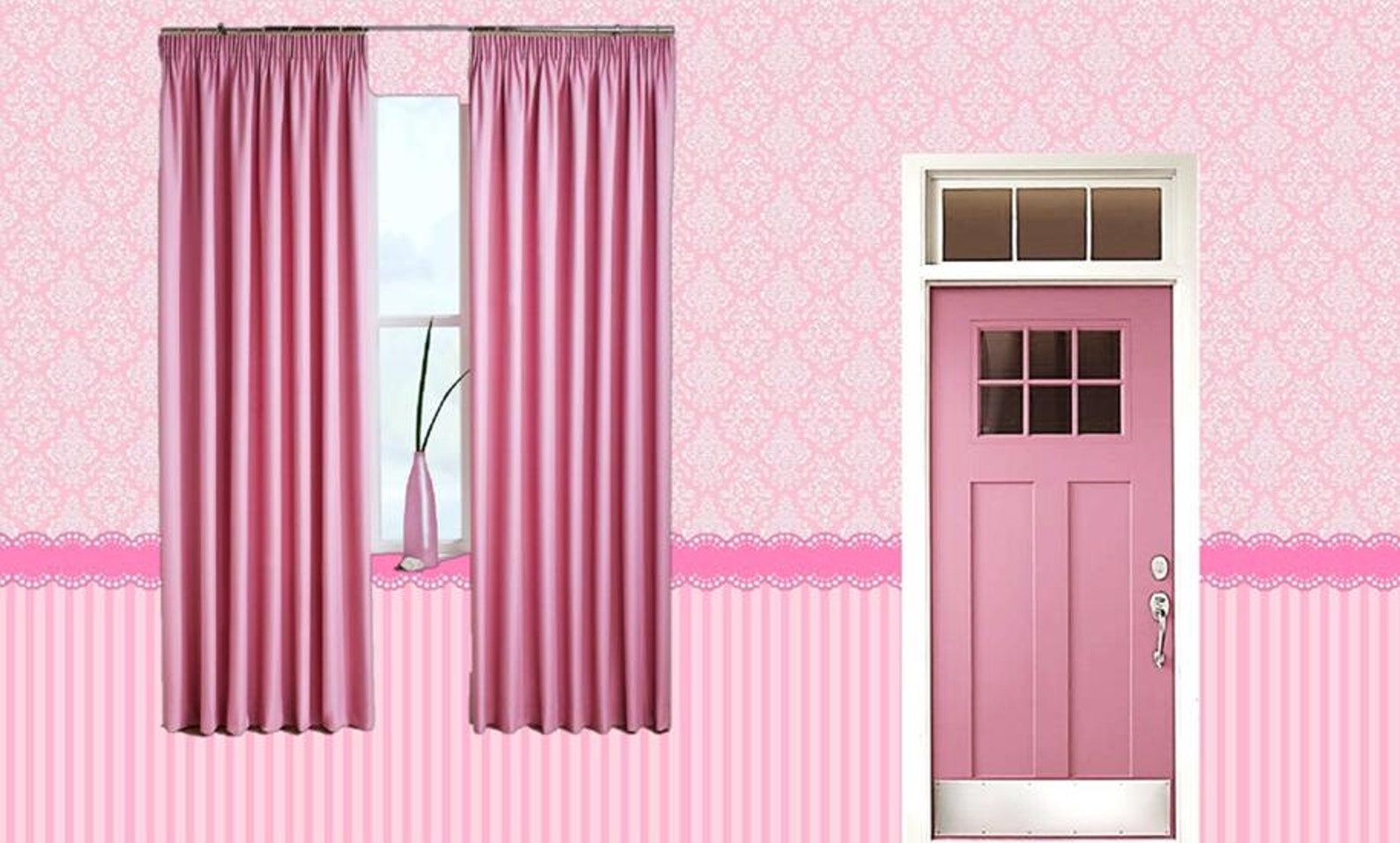 1/12 Scale Downloadable Printable Dollhouse Pink Wallpaper Etsy