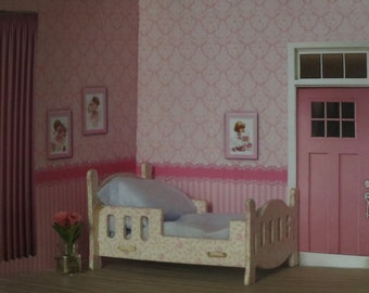 1/12 Scale Downloadable Printable Dollhouse Pink Wallpaper