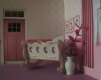 1/12 Scale Downloadable Printable Dollhouse Pink Wallpaper