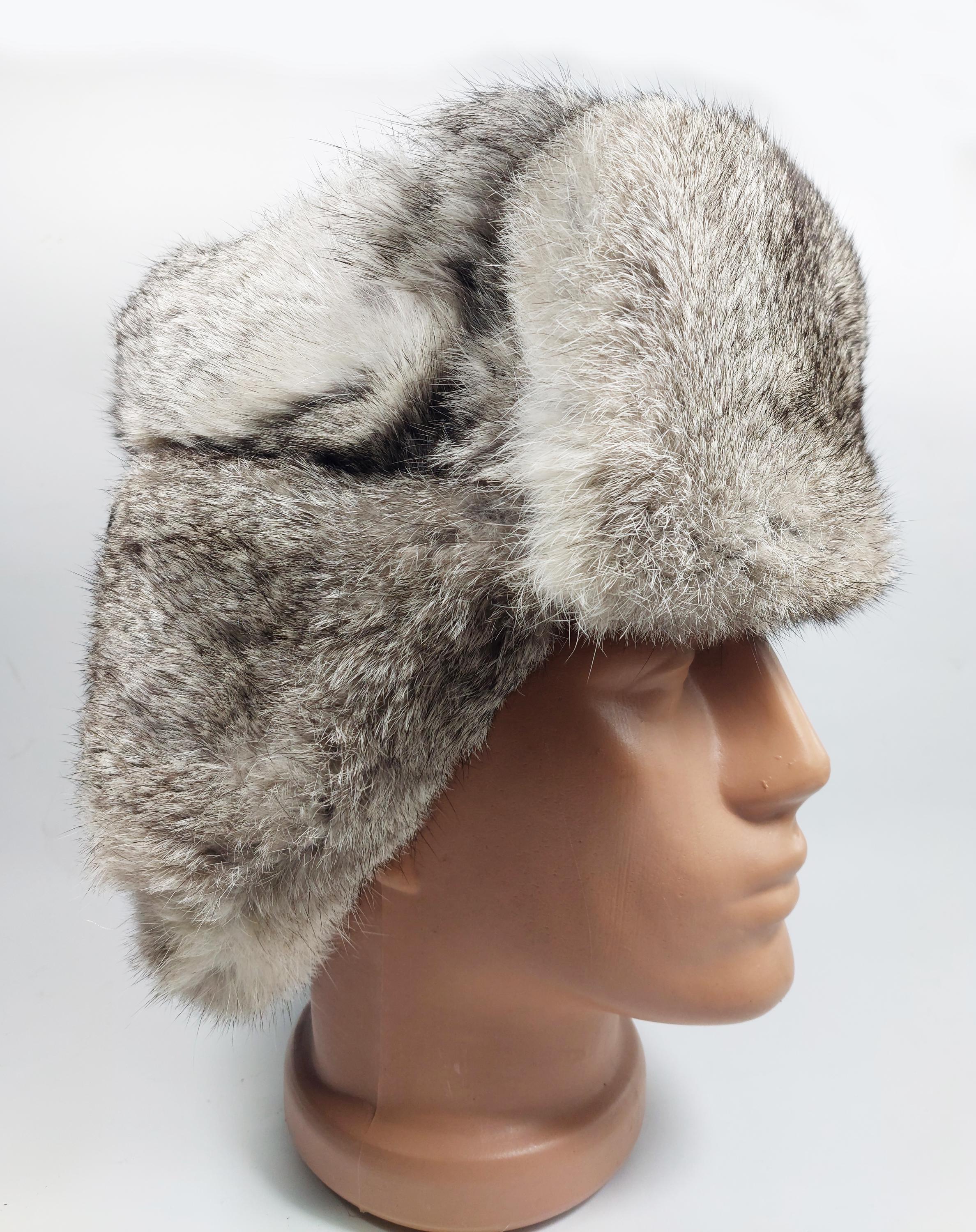 Genuine Bulgarian Rabbit Fur Winter Hat Ushanka With Soviet