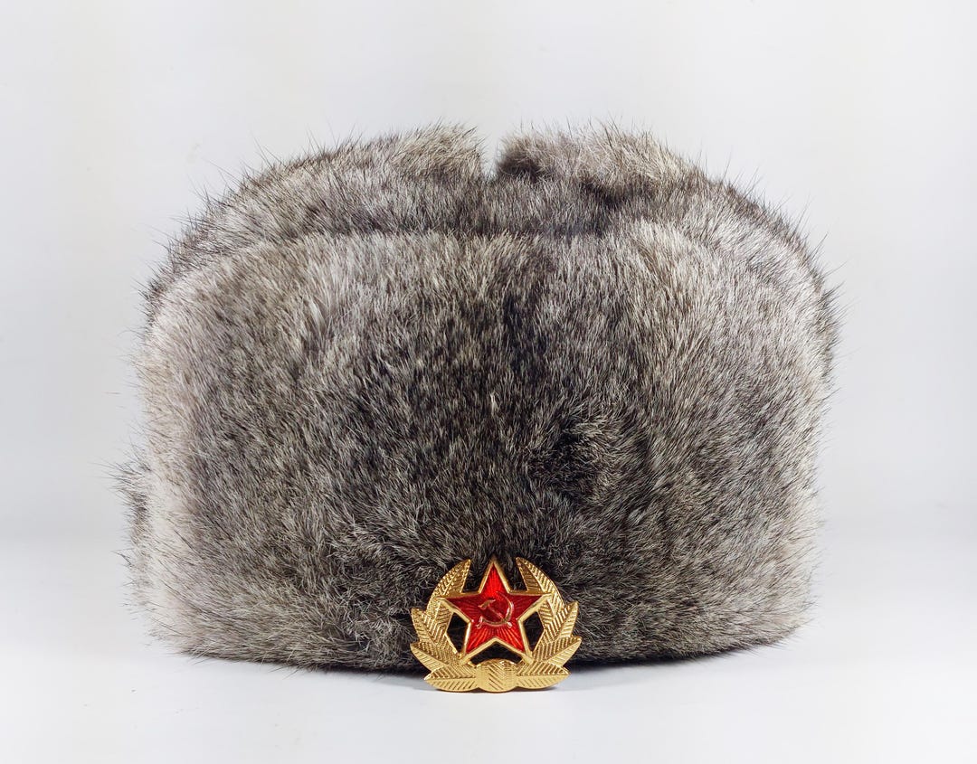Soviet Rabbit Hat Genuine Bulgarian Rabbit Fur Winter Hat Ushanka With Soviet Cockade - Etsy