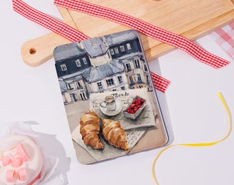 Croissants and Coffee iPad Case with Pen Holder for 2025 Air 7-11/13″,Custom iPad Mini 6 Cases iPad Cover,iPad Pro 2024/2022,iPad 9/8th Case