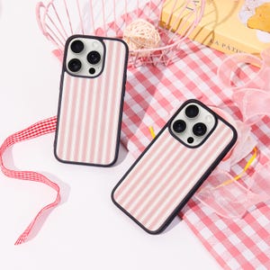 Pink and White Stripes Personalised Phone Case For iPhone 16 15 14 13 12 Pro Max,Custom Case,iPhone Plus Case,2025 Trendy Phone Case,Striped