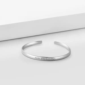 Customized Engraved Cuff Bangle For Women, Custom Engraved Bracelet, Customized Engraved Bangle For Her, Silver Cuff Bracelet, Name Bangle