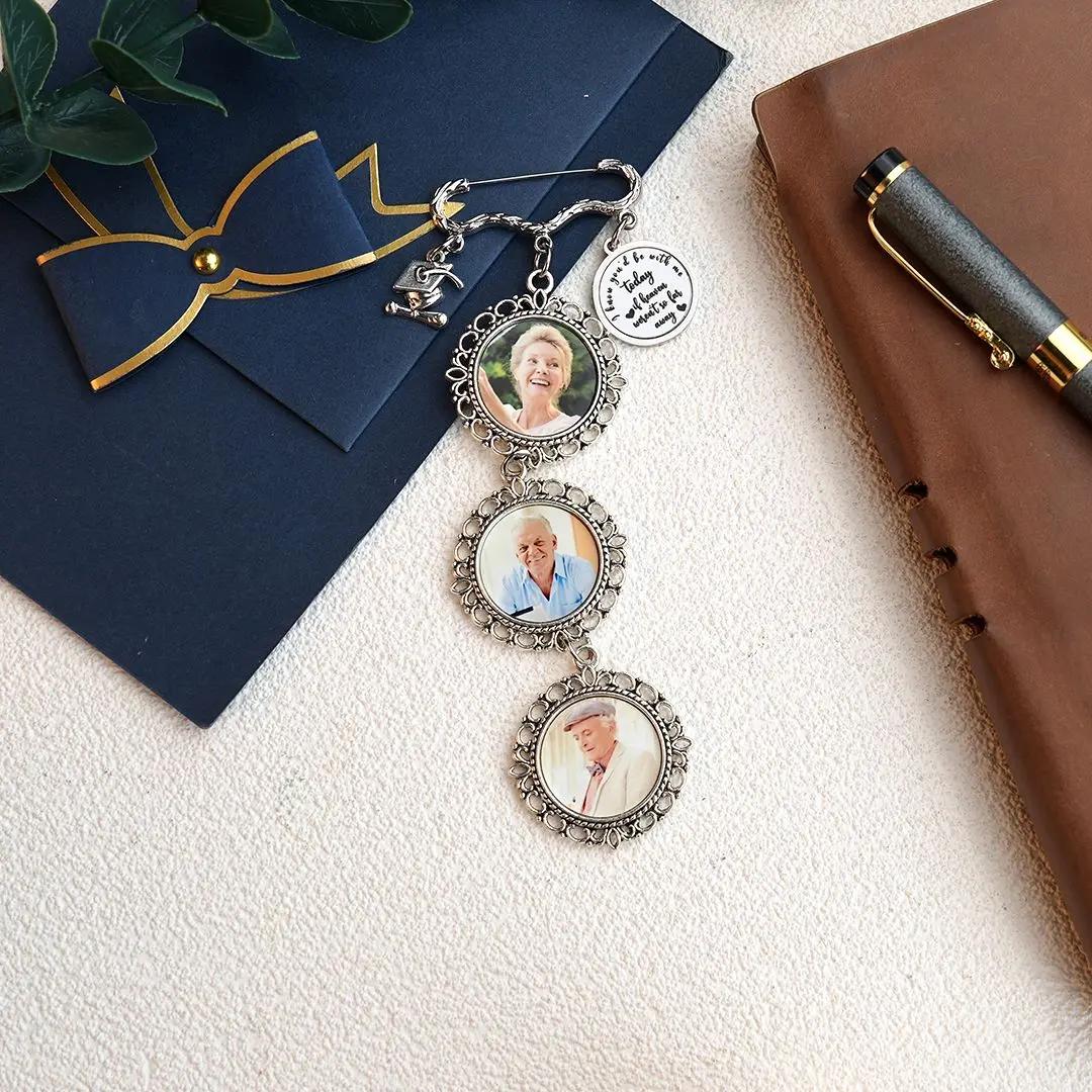 Custom Graduation Tassel Photo Charm Brooch Pin Grad Ceremony Sympathy Gift, Memorial Graduation Gift For Her/Him, Custom Photo Lapel Pin