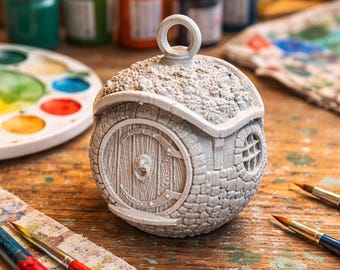 Hobbitornament, doe-het-zelf-handgeschilderd kerstcadeau, Lord of the Rings-ornament, bag End halflinghuis, LOTR-ambacht