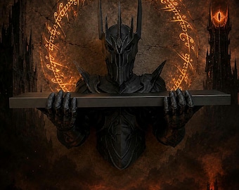 Mensola a muro del Signore Oscuro / Mensola fluttuante di Sauron / Decorazione dark fantasy / Libreria stampata in 3D / Decorazione per la stanza dei giocatori