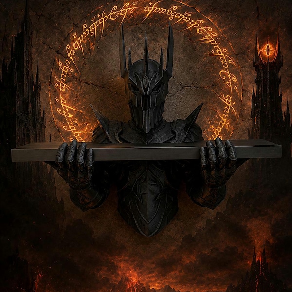 Dark Lord Wall Shelf |Floating Shelf | Dark Fantasy Decor | 3D Printed Bookshelf | Gamer Room Decor