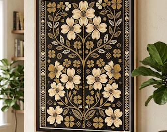 Personalisiertes Familiennamensschild, stimmungsvolle botanische Leinwand im Rahmen, florale Wandkunst im Dark-Academia-Stil, individuelle gotische Cottagecore-Dekoration