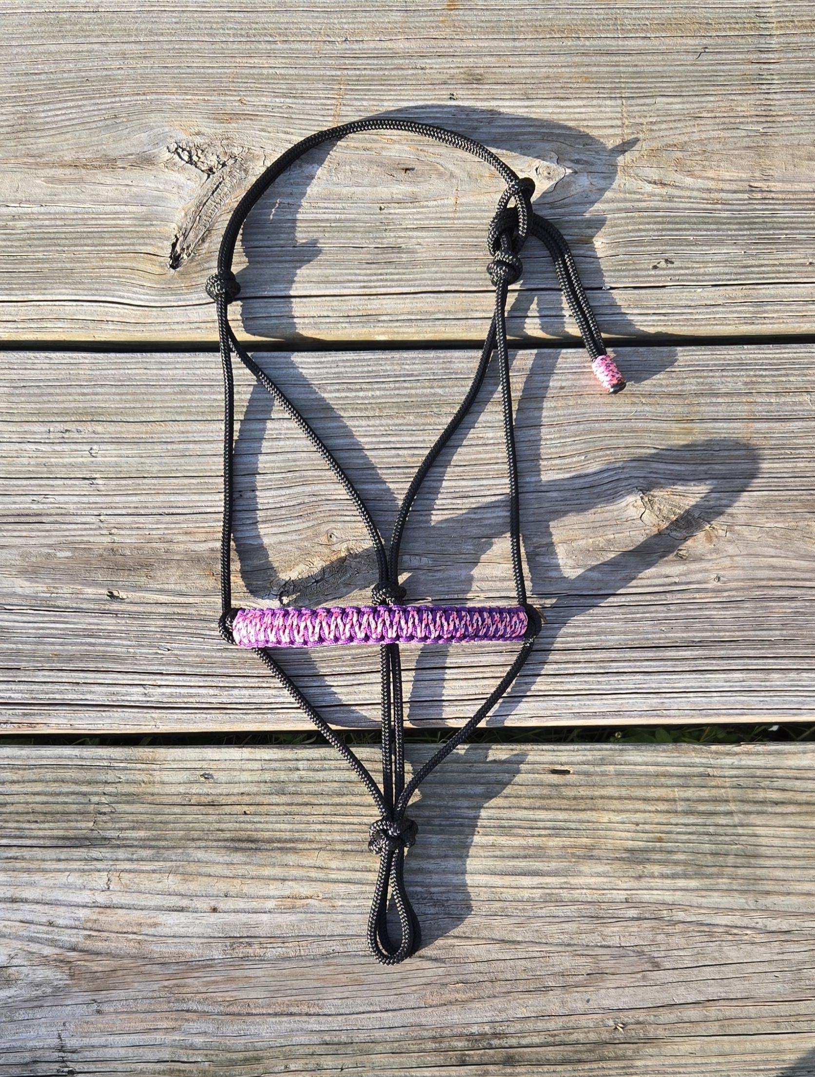 Custom Horse Halter With Braided Noseband, Yacht Rope Halter, Handmade ...