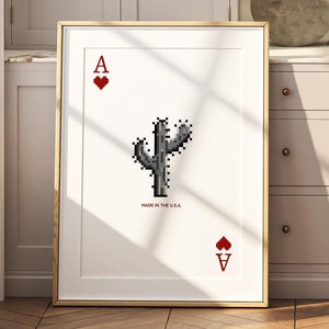 Desert Playing Card Print, Cowboy Wall Art, Vintage Western Landscape Poster, Playing Card Poster, Vintage Western Print, Ace of Hearts Art