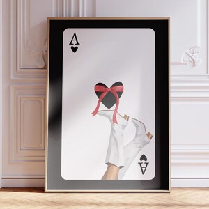 Cowgirl Playing Card Print, Coastal Coquette Poster, Ace of Hearts Art, Vintage Western Poster, Cowboy Playing Card Print, Cowgirl Boots