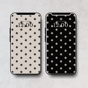 Conjunto de 2 fondos de pantalla florales para teléfono / Pantallas de bloqueo de iPhone oscuras y claras / Fondos de teléfono modernos / Descarga instantánea para Android y iPhone