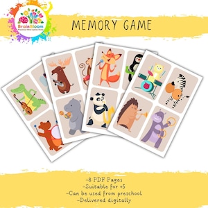 Animal Memory Game for Toddlers: Printable Educational Activity (PDF)