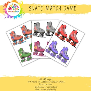 Animal Roller Skate Matching Game: Preschool Printable Activity (PDF Download