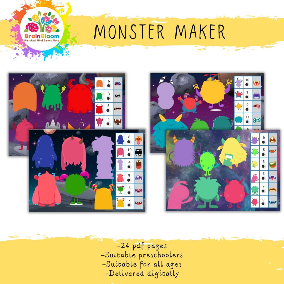 Monster Maker Game – Printable Preschool Activity for Kids – Emotions ...