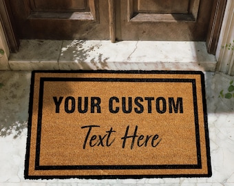 Custom Text Doormat, Personalized Welcome Mat, Your Own Message Mat, Front Door Custom Rug, Customizable Entryway Rug, Business Logo Doormat