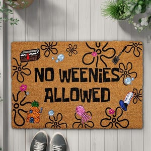 No Weenies Allowed Doormat, Funny Door Mat, Sarcastic Home Decor, Humorous Housewarming Gift, Fun Front Porch Rug, Cherful Entrance FloorMat