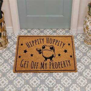 Hippity Hoppity Get Off My Property Doormat, Funny Frog Home Decor, Go Away Coir Mat, Outdoor Entrance Rug, Humorous Housewarming Gift