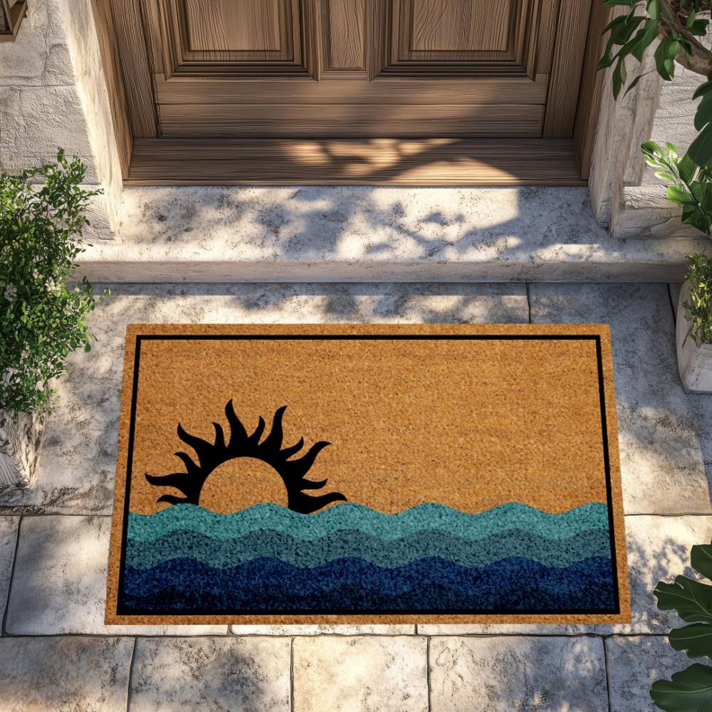 Sunset Ocean Doormat, Beach House Welcome Mat, Coastal Housewarming Gift, Nautical Front Porch Rug, Summer Vibes Home Decor, Vibrant Mat