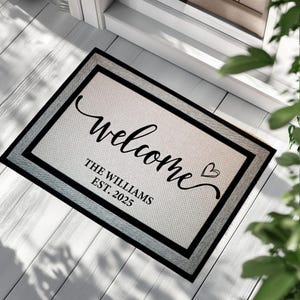 Custom Family Name And Est. Year Welcome Mat, Family Name & Established Year Front Door Mat, Customizable Doormat, Personalized Entryway Mat