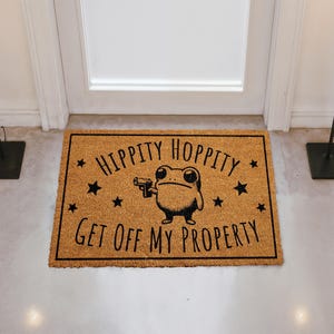 Hippity Hoppity Get Off My Property Doormat, Funny Frog Home Decor, Go Away Coir Mat, Outdoor Entrance Rug, Humorous Housewarming Gift