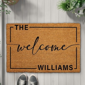 The Welcome Custom Doormat, Personalized Front Door Mat, Last Name Entryway Rug, Custom Home Welcome Mat, Housewarming Gift Idea