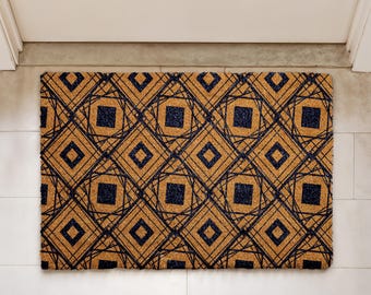 Geometric Pattern Doormat, Modern Art Welcome Mat, Abstract Home Decor, Mid-Century Inspired Porch Coir Rug, Trendy Housewarming Gift