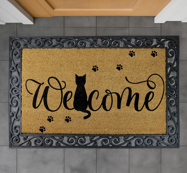 CherryArtCity Cat Welcome Doormat - Thumbnail 3