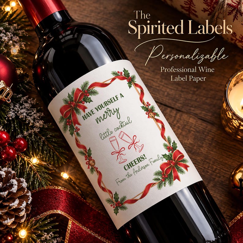 Custom Merry Little Cocktail Label, Holiday Party Drink Sticker ...