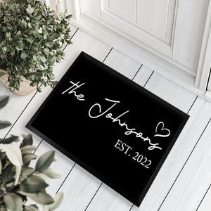 Custom Family Name And Est. Year Doormat, Indoor Welcome Mat, Family Name & Established Year Front Door Mat, Customizable Indoor Mat
