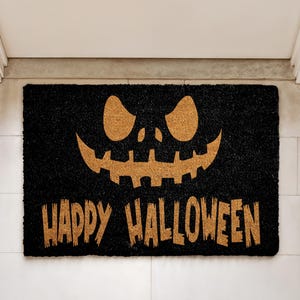 Felpudo de Halloween, Felpudo de bienvenida con calabaza espeluznante, Felpudo de fibra de coco para entrada de otoño, Alfombra de porche con Jack-O-Lantern, Decoración otoñal para patio, Regalo de inauguración de la casa