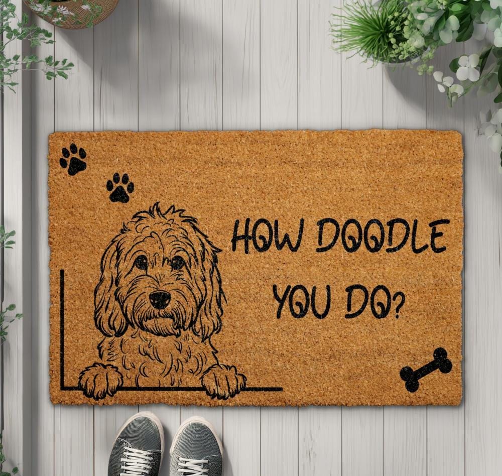How Doodle You Do Doormat, Goldendoodle Welcome Mat, Labradoodle Home Decor, Dog Lover Gift, Dog Saying Front Porch Rug, Housewarming Gift