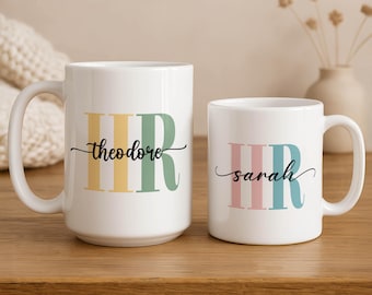 Custom Human Resources Mug, Personalized HR Coffee Cup, Office Friends Appreciation Gift, Coworker Presents, Pastel Color Block Design Mugs