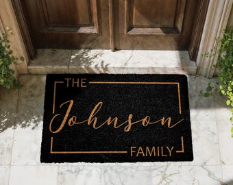 Custom Family Name Coco Doormat, Personalized Name Natural Coir Mat, Last Name Welcome Door Mat, Front Door Rug, Custom Made Name Porch Mat