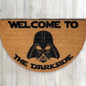 Welcome to the Dark Side Doormat, Galactic Empire Inspired Welcome Mat, Geeky & Nerdy Housewarming Gift, Funny Sci-Fi Front Porch Floor Mat