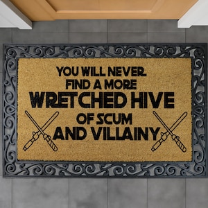 Wretched Hive Of Scum And Villainy Coco Doormat, Star Wars Fan Coir Door Mat, Movie Quote Mat, Lightsaber Floor Rug, Farmhouse Door Mat