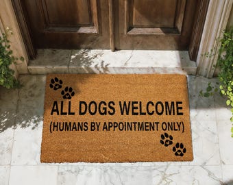Felpudo "Bienvenidos todos los perros", divertido felpudo para amantes de los perros, regalo para dueños de mascotas, felpudo con huella de perro, alfombra divertida para el suelo de tu perro, regalo de inauguración de la casa