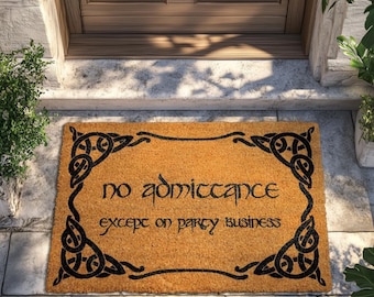 No Admittance Except on Party Business Doormat, Funny Movie Doormat, Entryway Decor, Geek Front Door Rug, Nerdy Home Porch Mat Gift